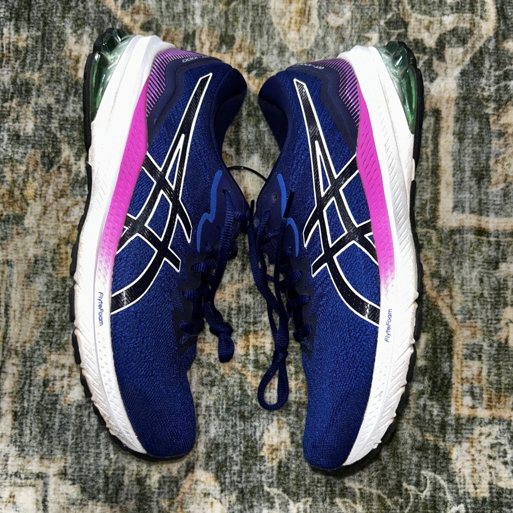 Asics GT-1000 11 Womens 8.5 Wide Blue Purple Running Shoes 1012B196 Sneaker